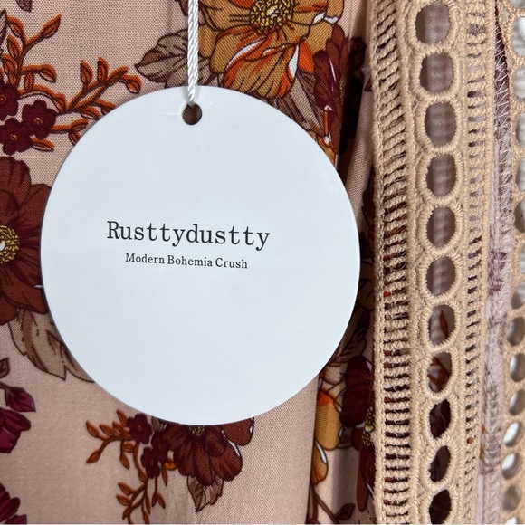 RUSTTY DISTTY Plus Size 3X Boho Floral Tank with Embroidery trim detail - Picture 2 of 8